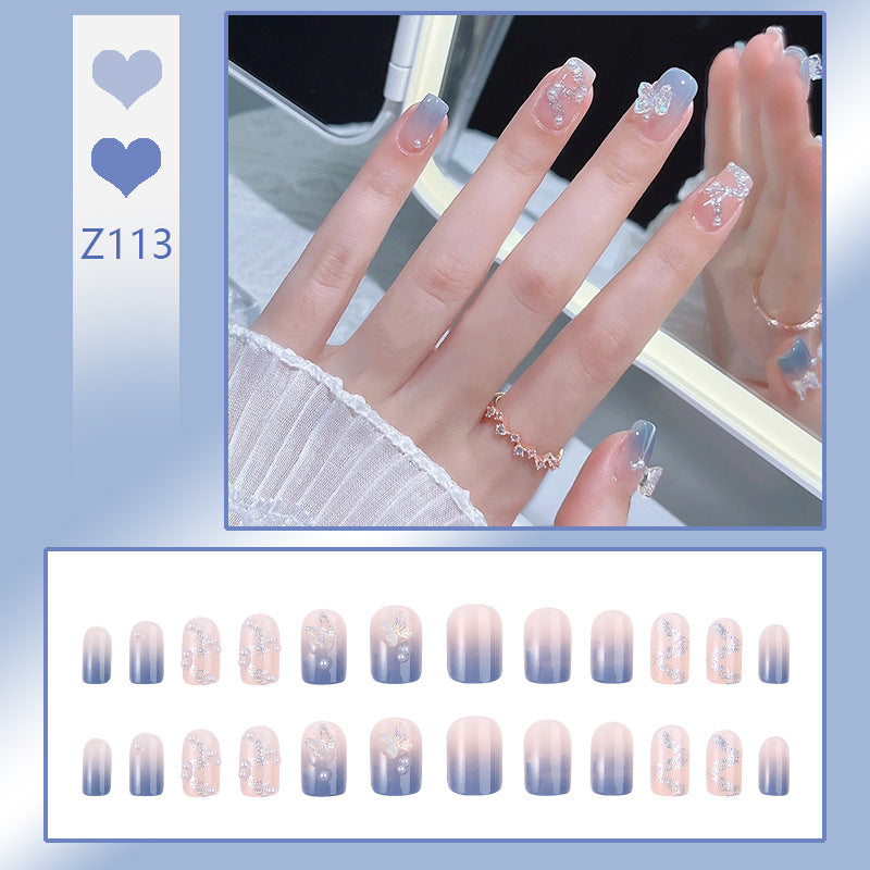Acrylic nail set with sparkling glitter elements and appealing ombre design Kalsten
