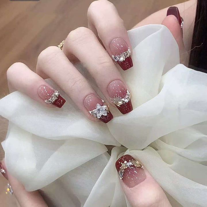 Artistic Floral Stiletto Nail Art Enhancements
