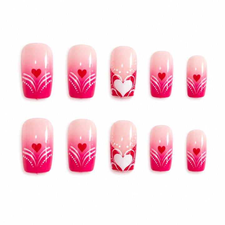 Heart-Embellished Press-On Nail Set Kalsten