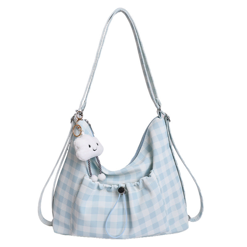 Gingham Print Slouchy Shoulder Bag