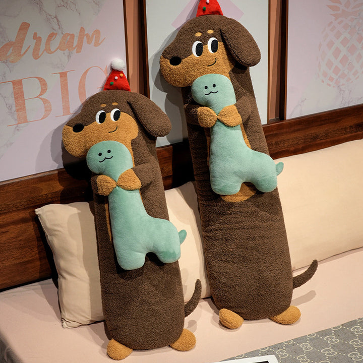 Extra-long plush body pillow in cat shape with neck support