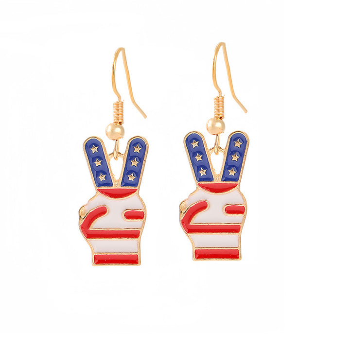 Ladies enamel earrings horseshoe with star stripe motif Kalsten
