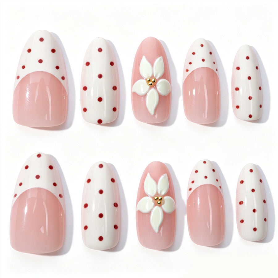 Art nail set with delicate flower and dot elements Kalsten