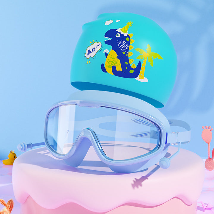 Kids Dinosaur-Themed Swim Mask and Cap Set Kalsten