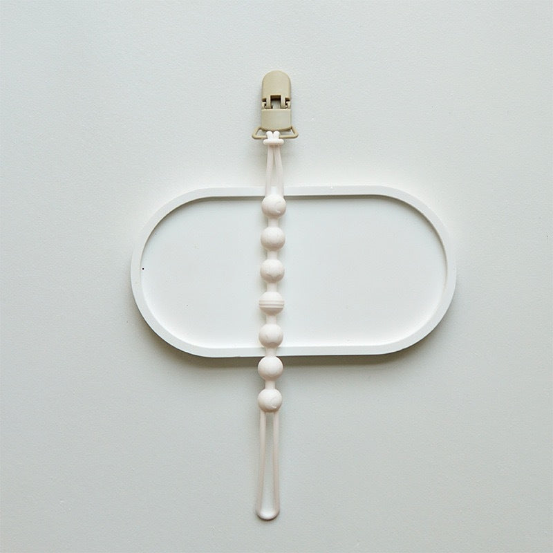 Silicone Beaded Pacifier Clip with Wooden Safety Clamp