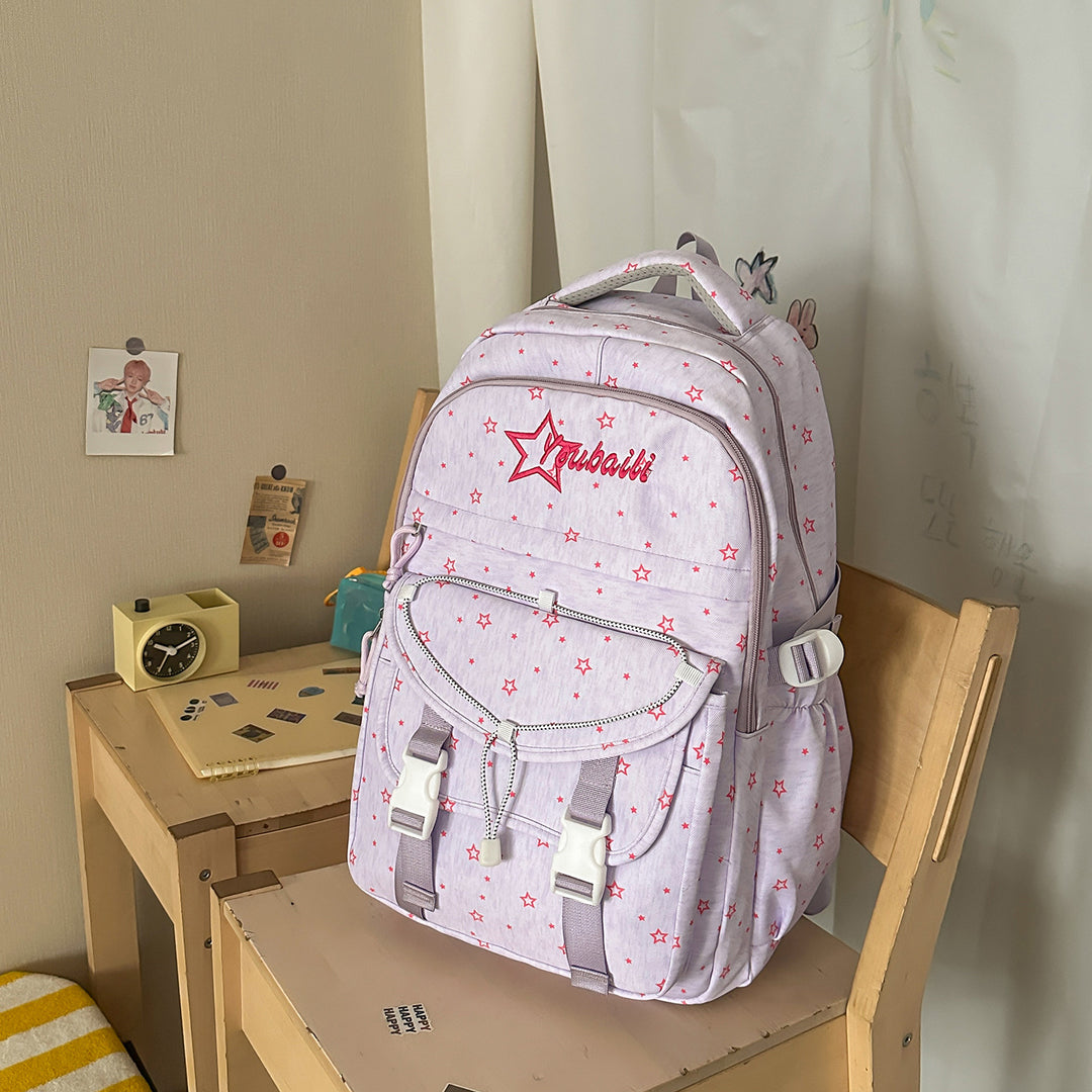 Star-Embellished Casual School Backpack Kalsten