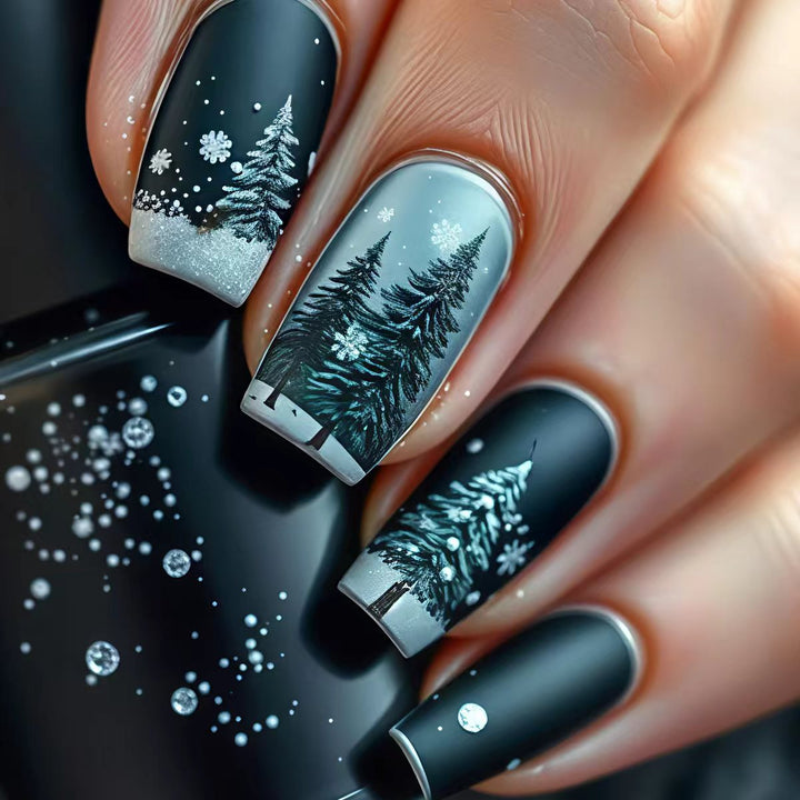 Winter Forest-Themed Nail Art Kalsten