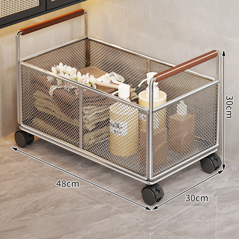 Rolling Ventilated Laundry Storage Cart with Handles