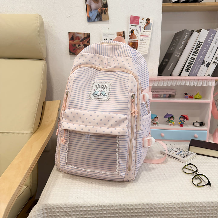 Trendy Striped School Backpack Kalsten