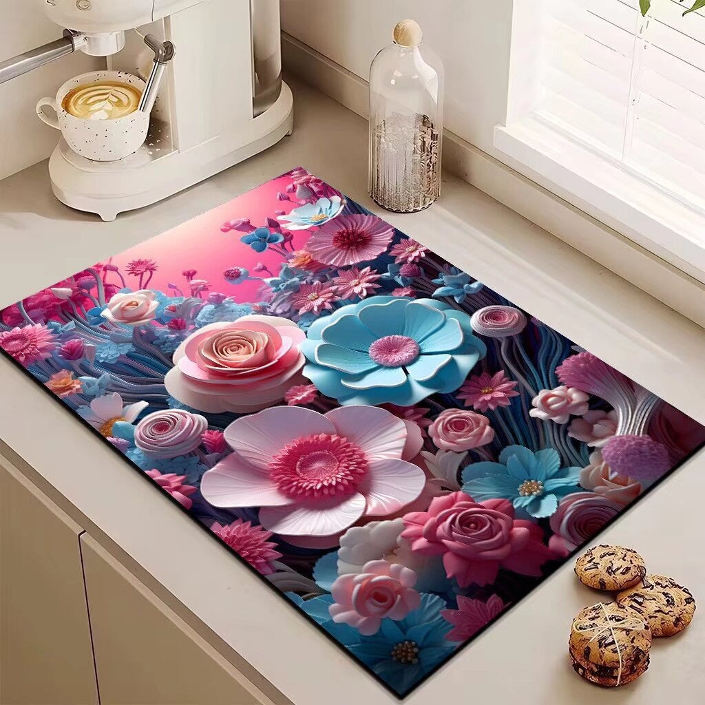 Decorative Floral Kitchen Mat Kalsten