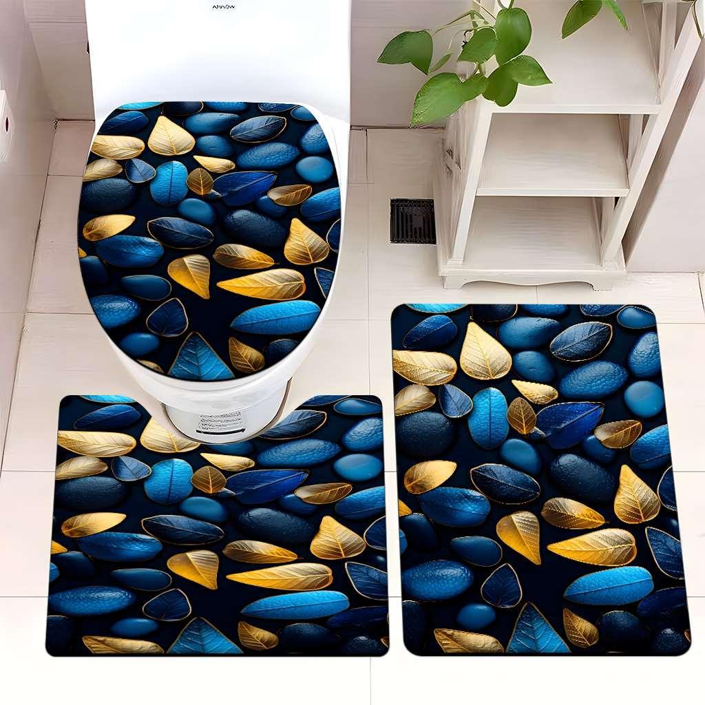 Decorative Pebble Bathroom Mat Set Kalsten