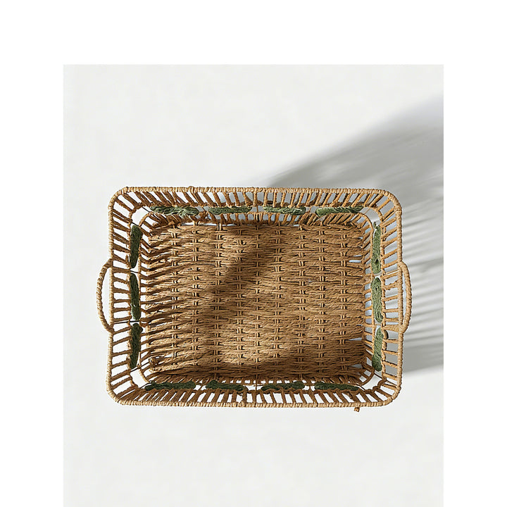 Handcrafted storage basket with leaf motif Kalsten