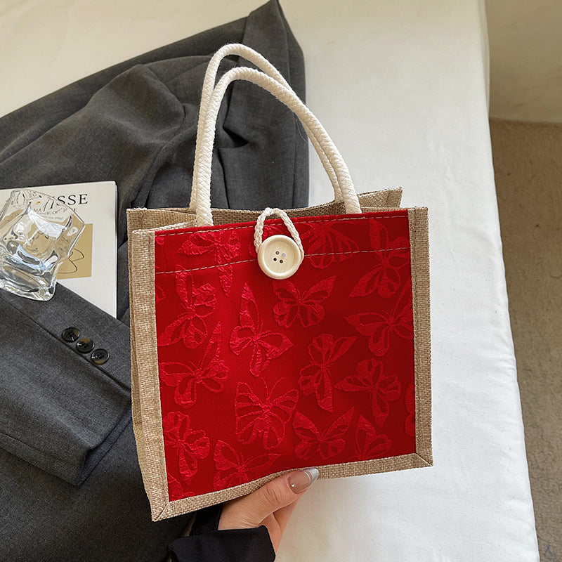 Butterfly Embroidered Fabric Tote