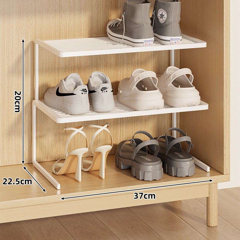 Compact Double-Layer Adjustable Shoe Shelf Riser for Cabinet and Closet