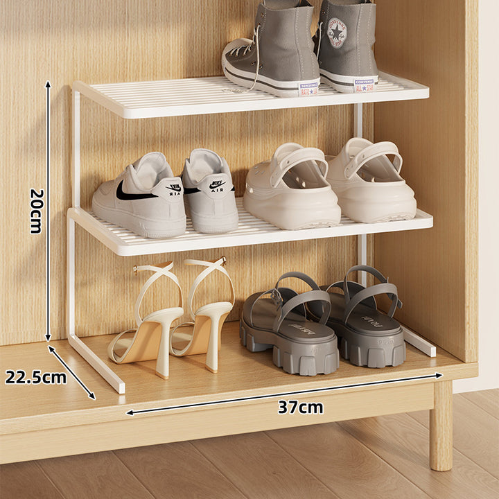 Compact Double-Layer Adjustable Shoe Shelf Riser for Cabinet and Closet