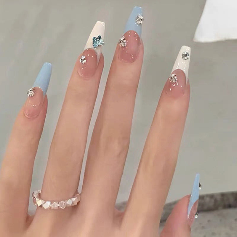 Elegantly Designed Press-On Nails with Decorative Accents