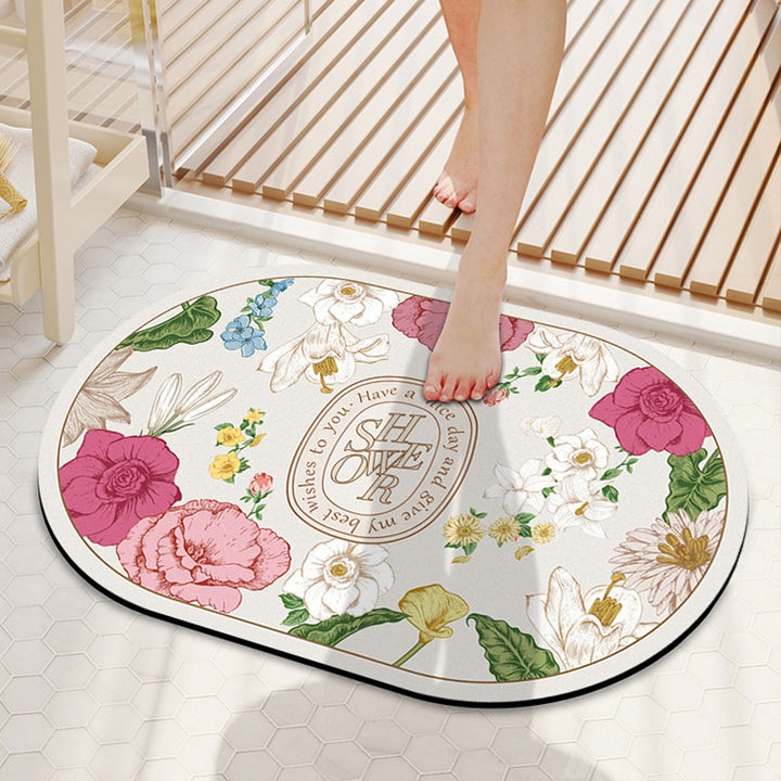 Elegant Floral Design Shower Mat