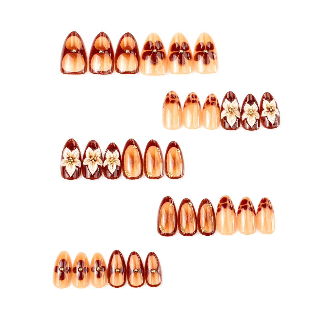 Decorative Floral Press-On Nail Art Set 1790738611