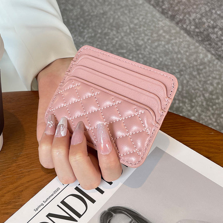 Quilted Leather Card Holder Wallet