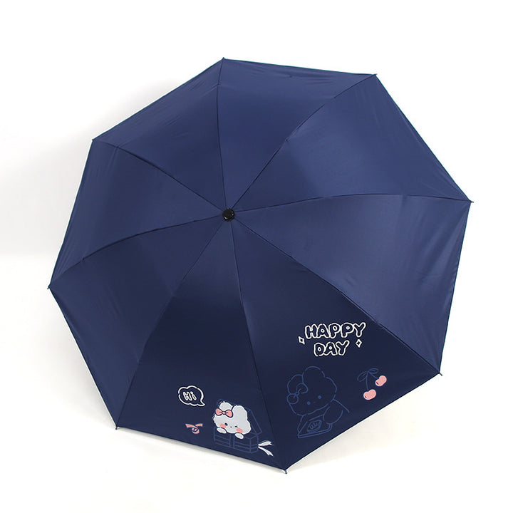Ladies folding umbrella with playful design and cheerful Kalsten motif