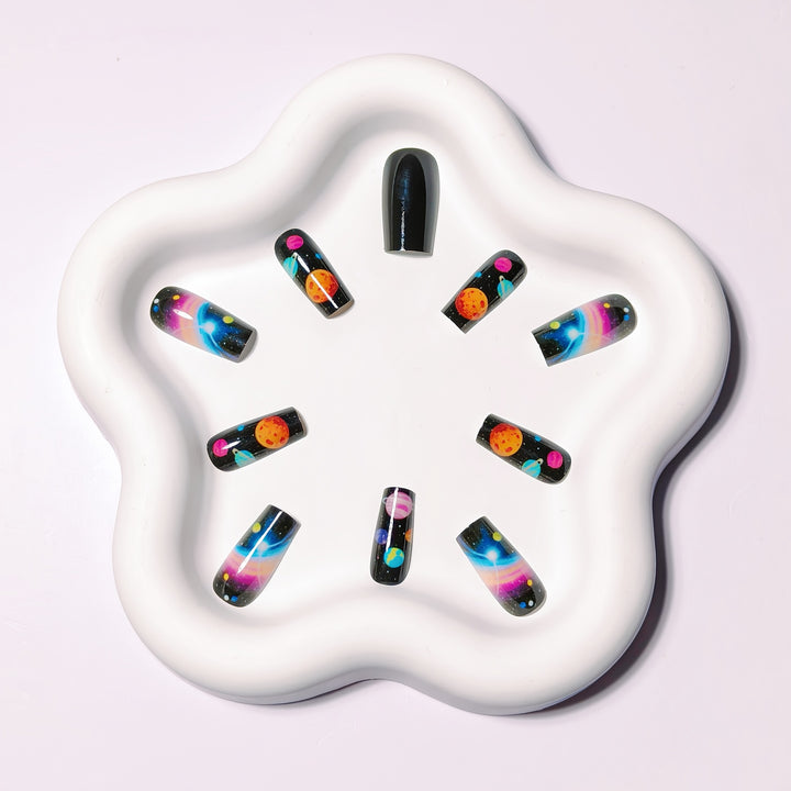 Artificial nails with Galactic Planet design Kalsten