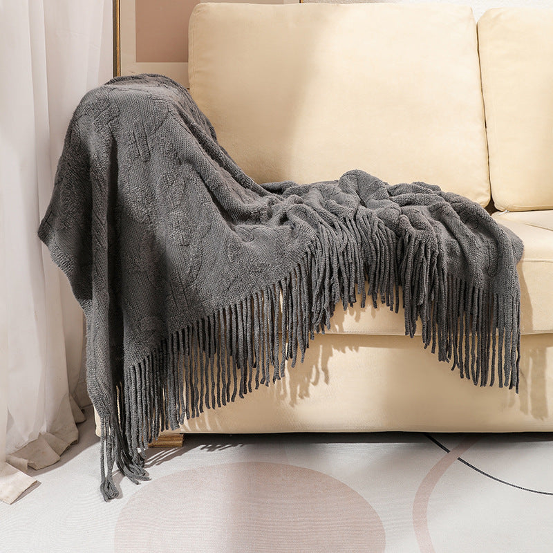 Decorative Fringe Throw Blanket Kalsten