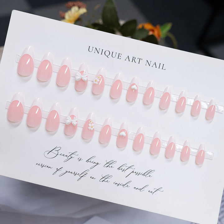 Decorative Stiletto Press-On Nails with Floral Accents