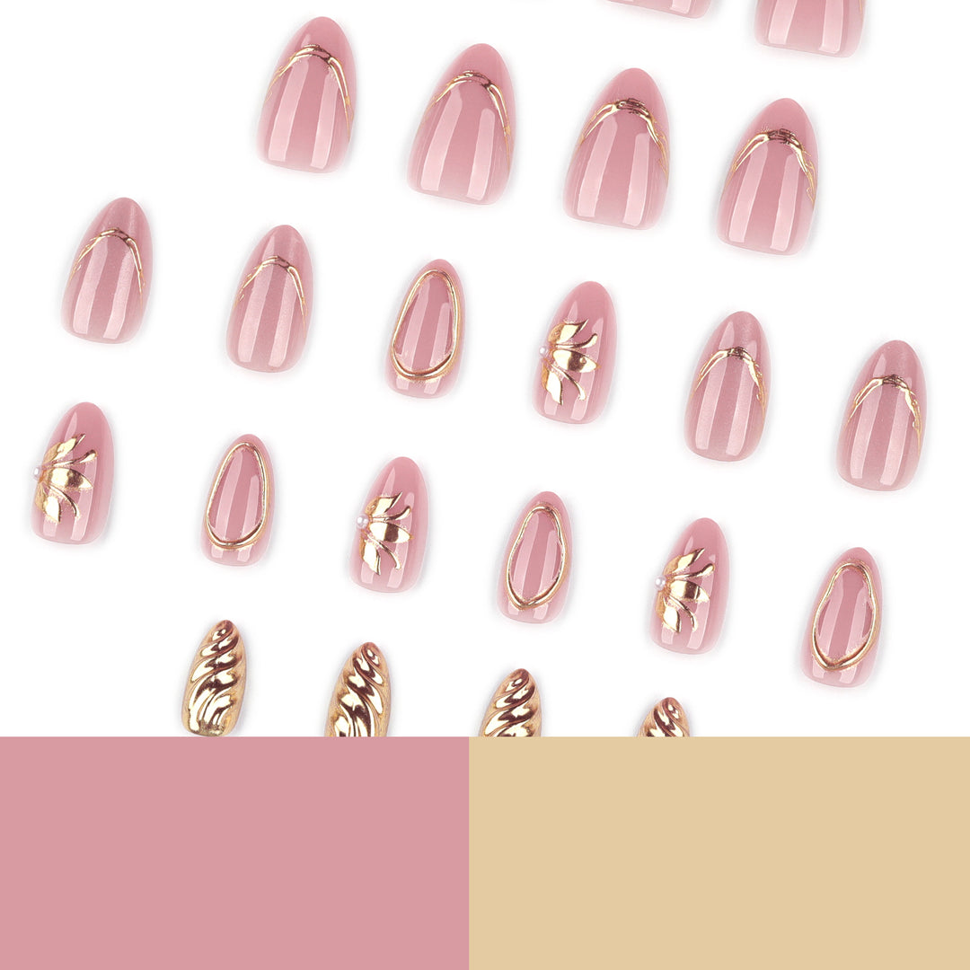 Elegant and artistic nail art with golden accents Kalsten