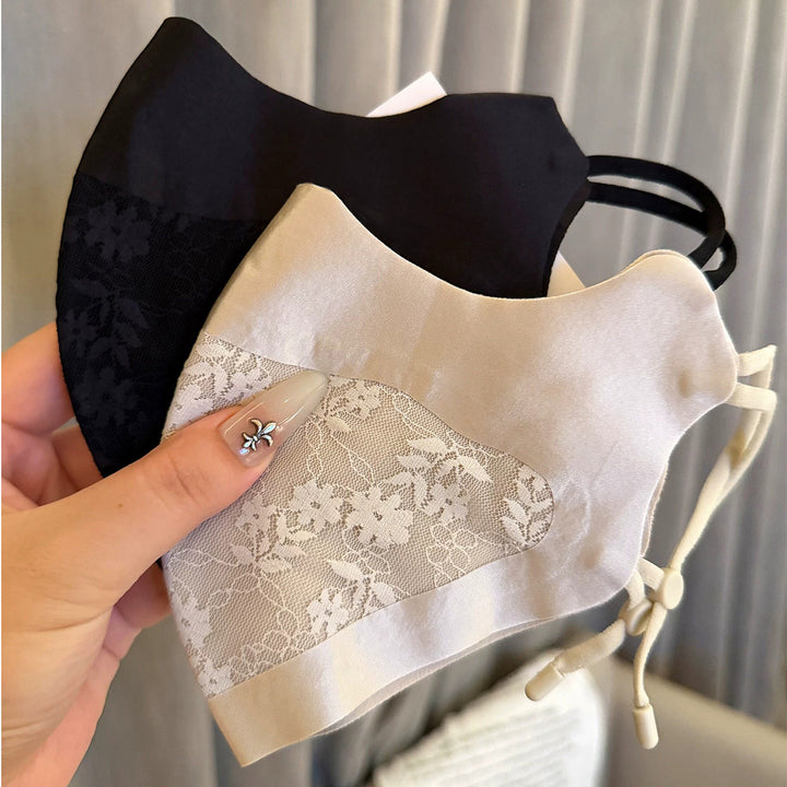 Lace-Panel Breathable Reusable Face Mask with Adjustable Ear Loops Kalsten