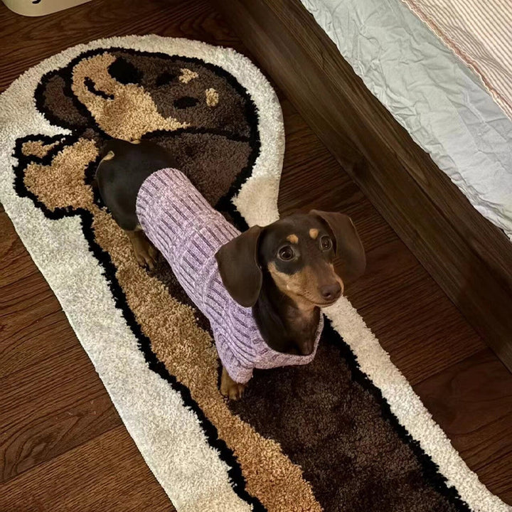 Plush Low-Pile Runner Rug with Realistic Dachshund Silhouette and Non-Slip Backing