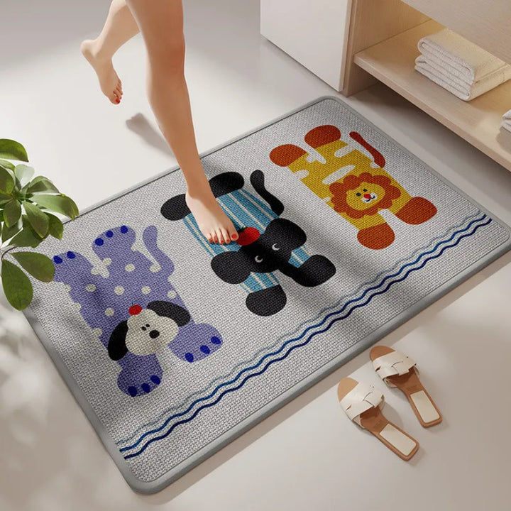 Playful Animal-Themed Bath Mat