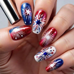 Creative Nail Design Set with Star and Stripe Motifs Kalsten