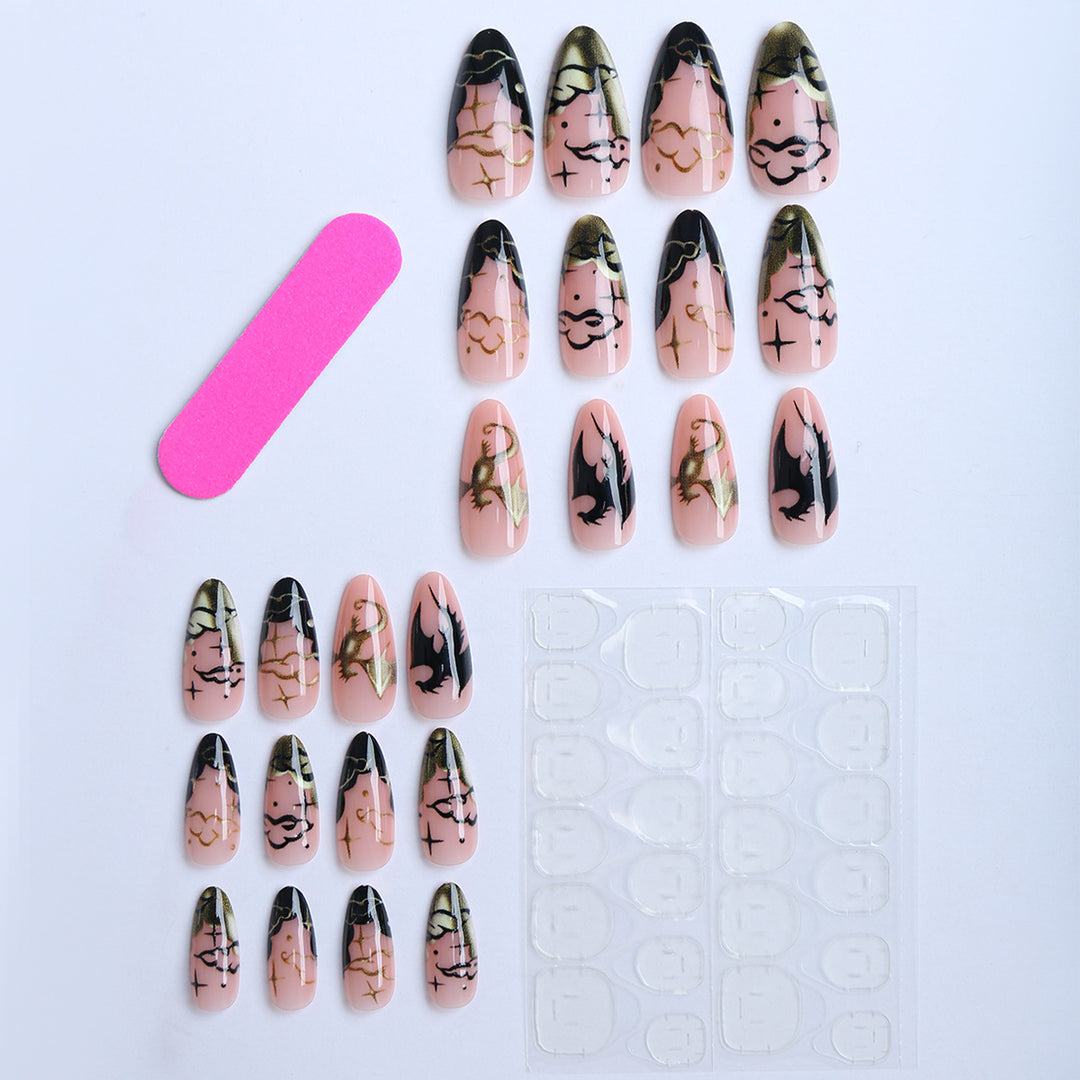 Elegant Artificial Fingernails with Gothic Motifs Kalsten