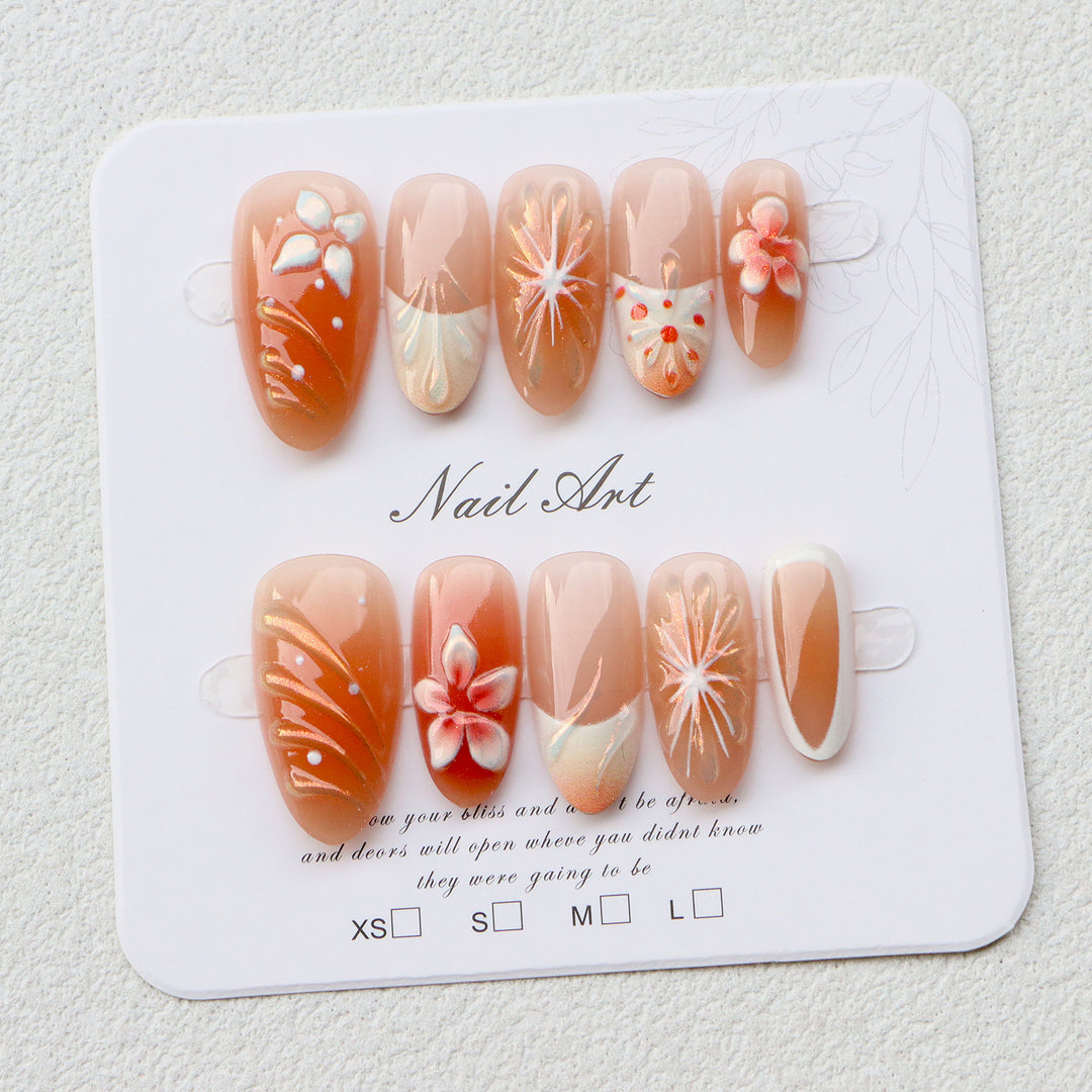 Artistic Floral Design Press-On Nail Set  1791724360
