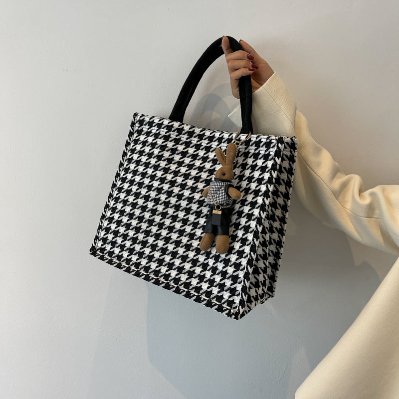 Houndstooth Pattern Handheld Tote Bag