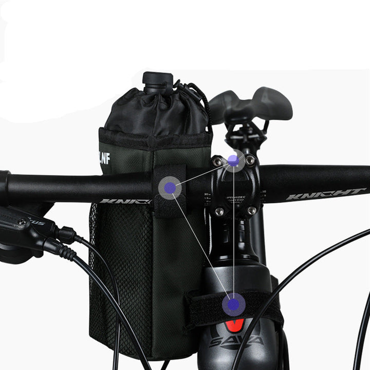 insulated bike bottle holder with adjustable Velcro straps and mesh pocket Kalsten