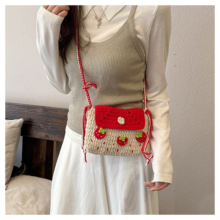 Playful Strawberry-Themed Crochet Handbag