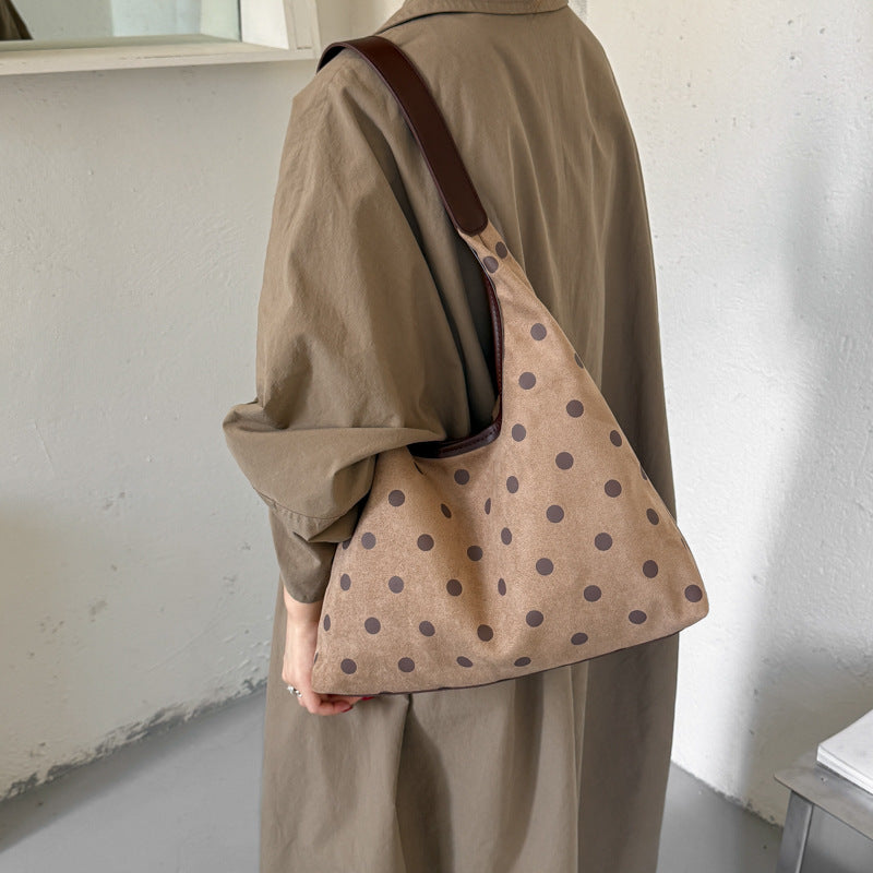 Polka Dot Suede Shopping Tote