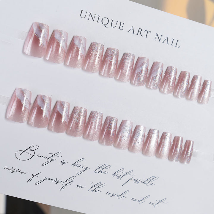 Decorative Glitter Long Square Press-On Nails