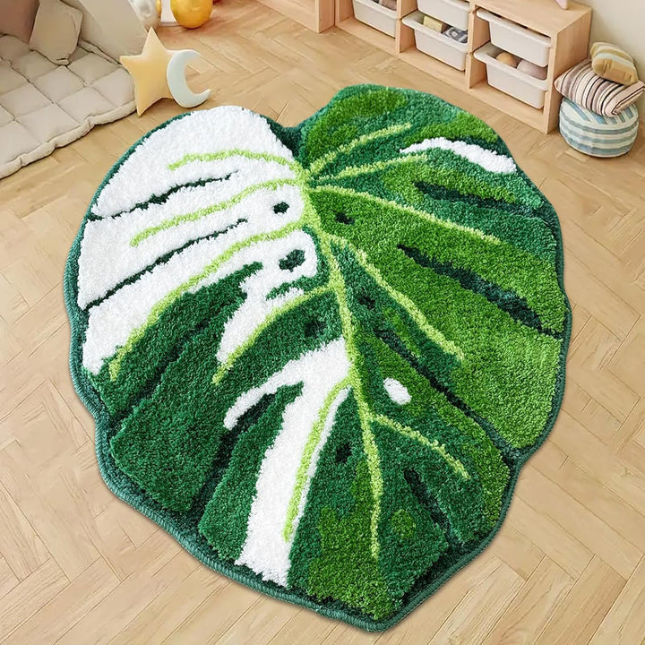 Leaf-Shaped Plush Bath Mat