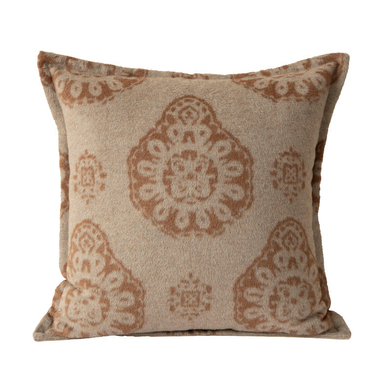 Square decorative sofa cushion with jacquard-woven ornament and soft bouclé surface Kalsten
