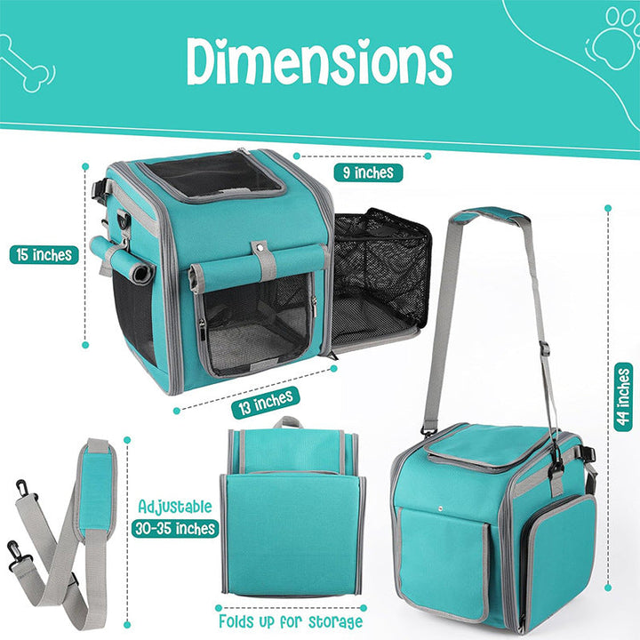 Front-Mount Convertible Bicycle Pet Carrier Backpack with Expandable Mesh Canopy and Padded Orthopedic Base Kalsten