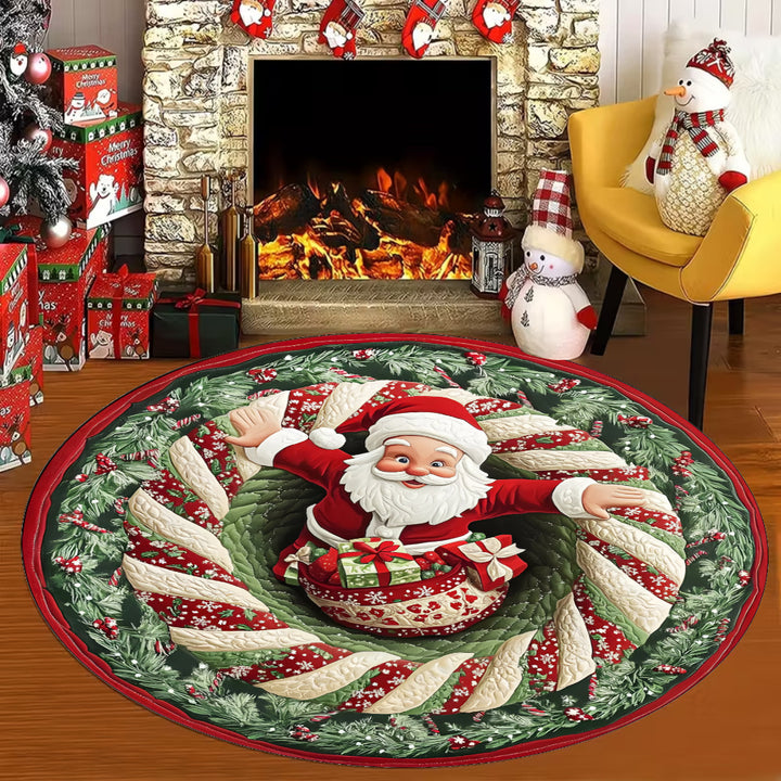 Decorative Christmas-Themed Round Area Rug for Home