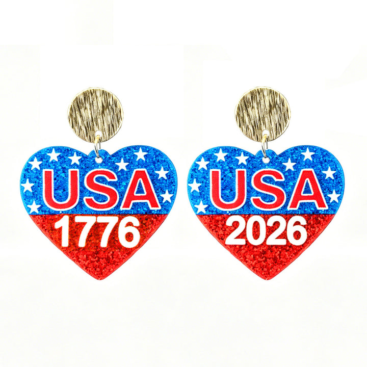 Ladies nan glittering bow earrings with stud closure and star stripe motif Kalsten