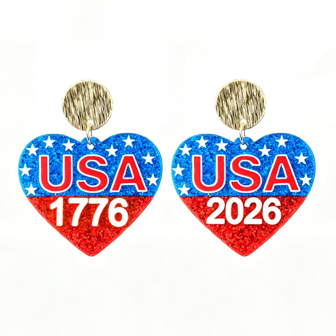 Ladies nan Statement bow earrings made of acrylic with glittering star stripe design and round studs Kalsten