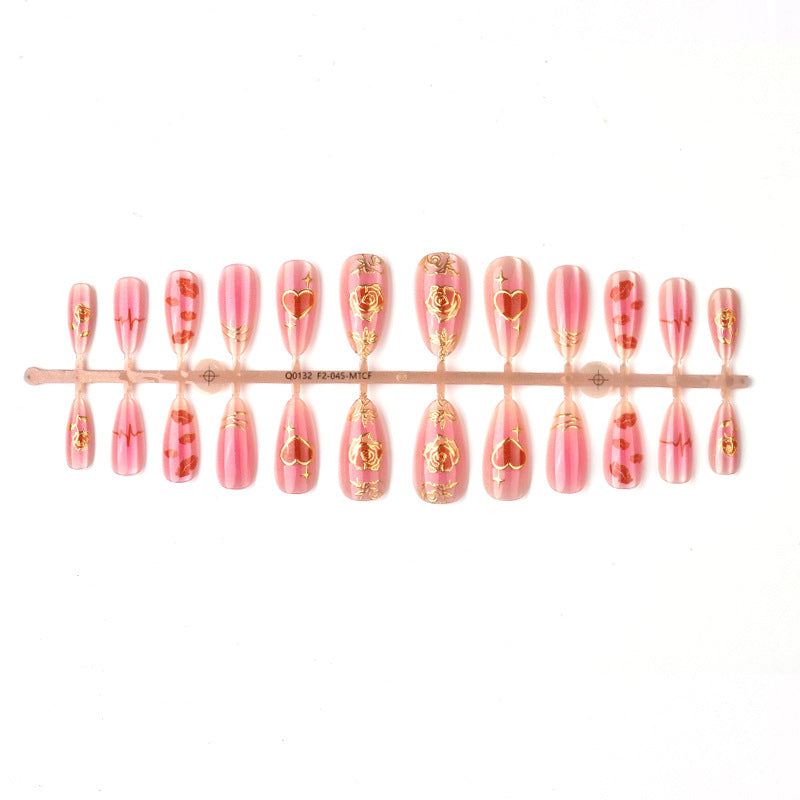 Artistic Heart and Floral Press-On Nail Set