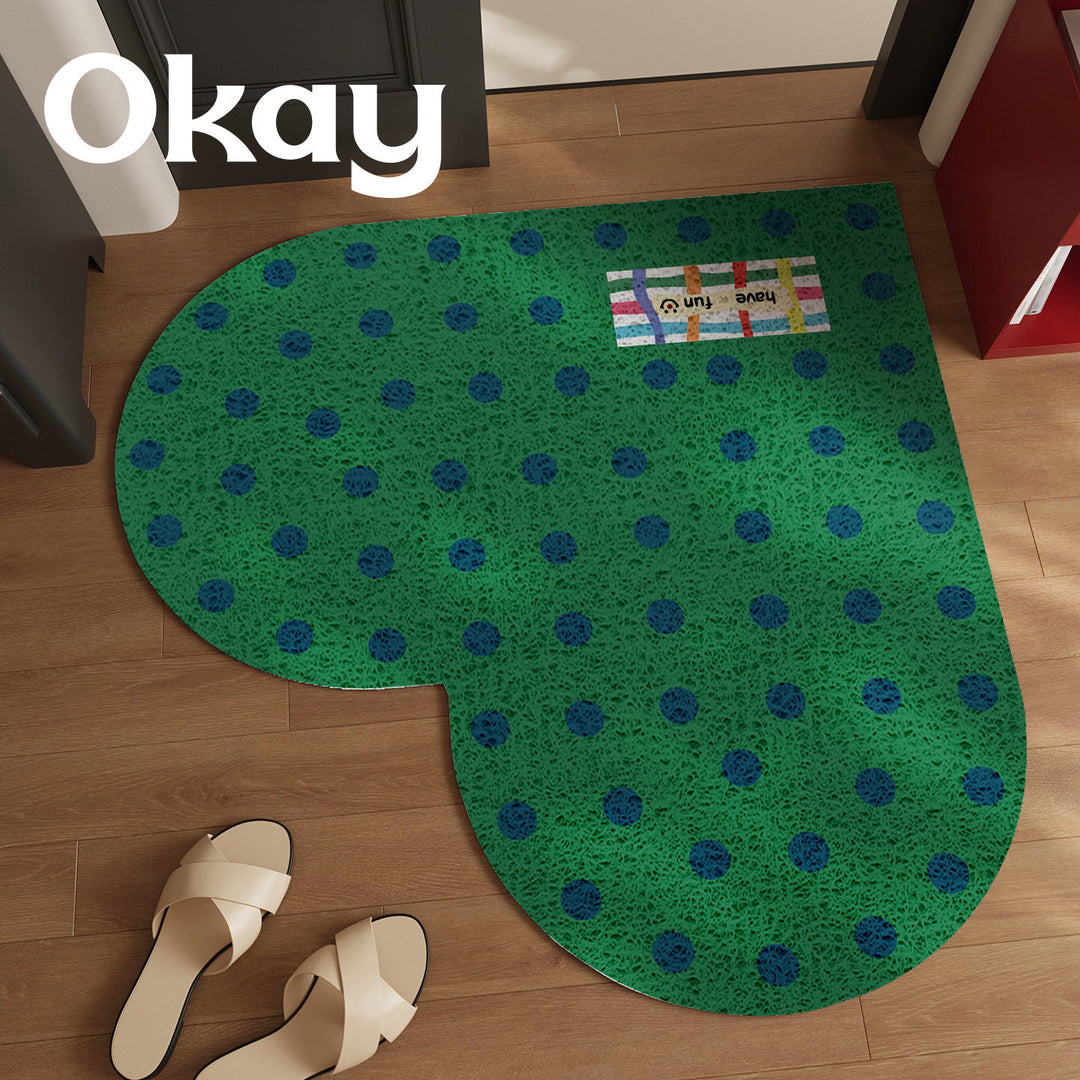 Heart-Shaped Anti-Slip Polka Dot Floor Rug for Entryway and Bedroom