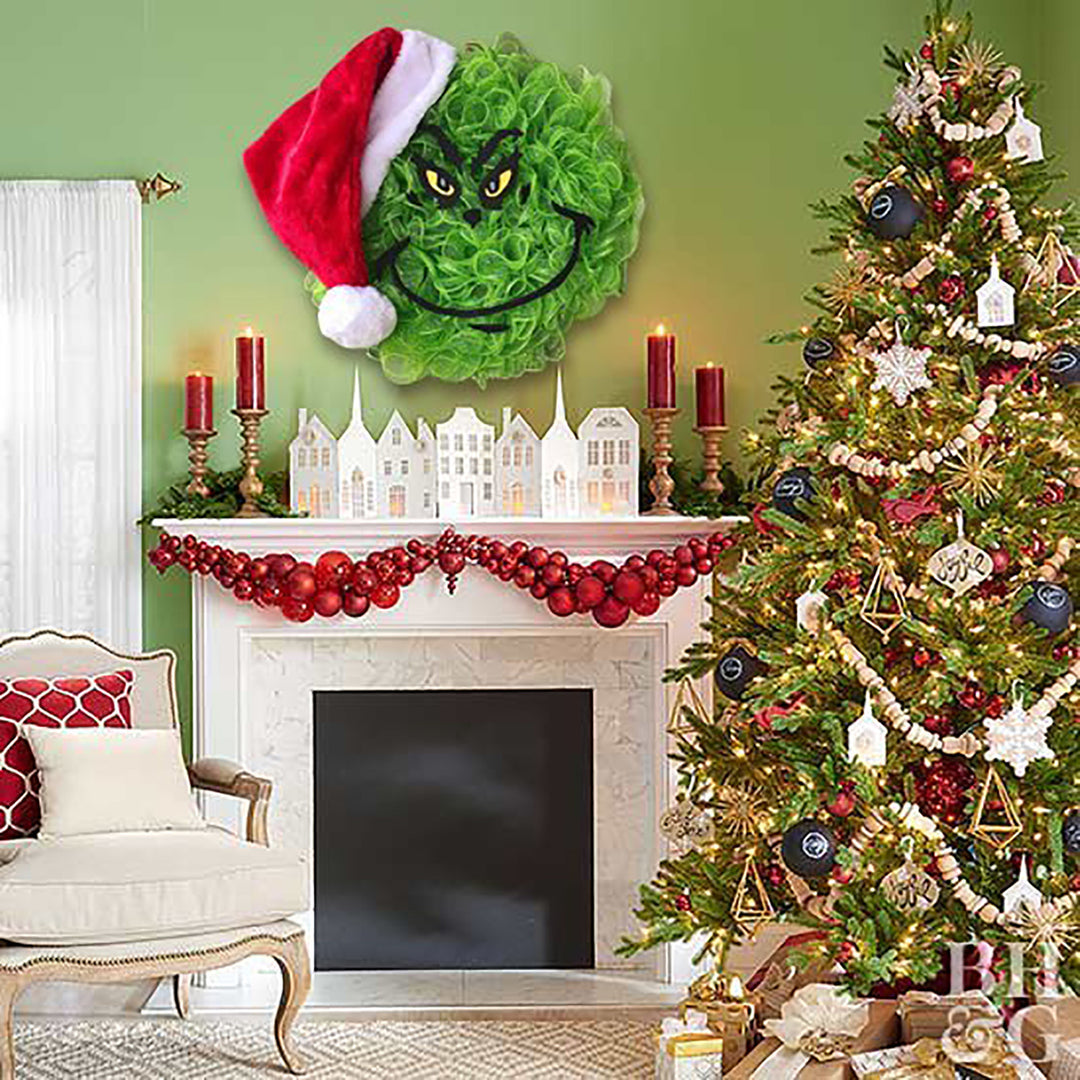 Festive Grinch-Themed Door Wreath