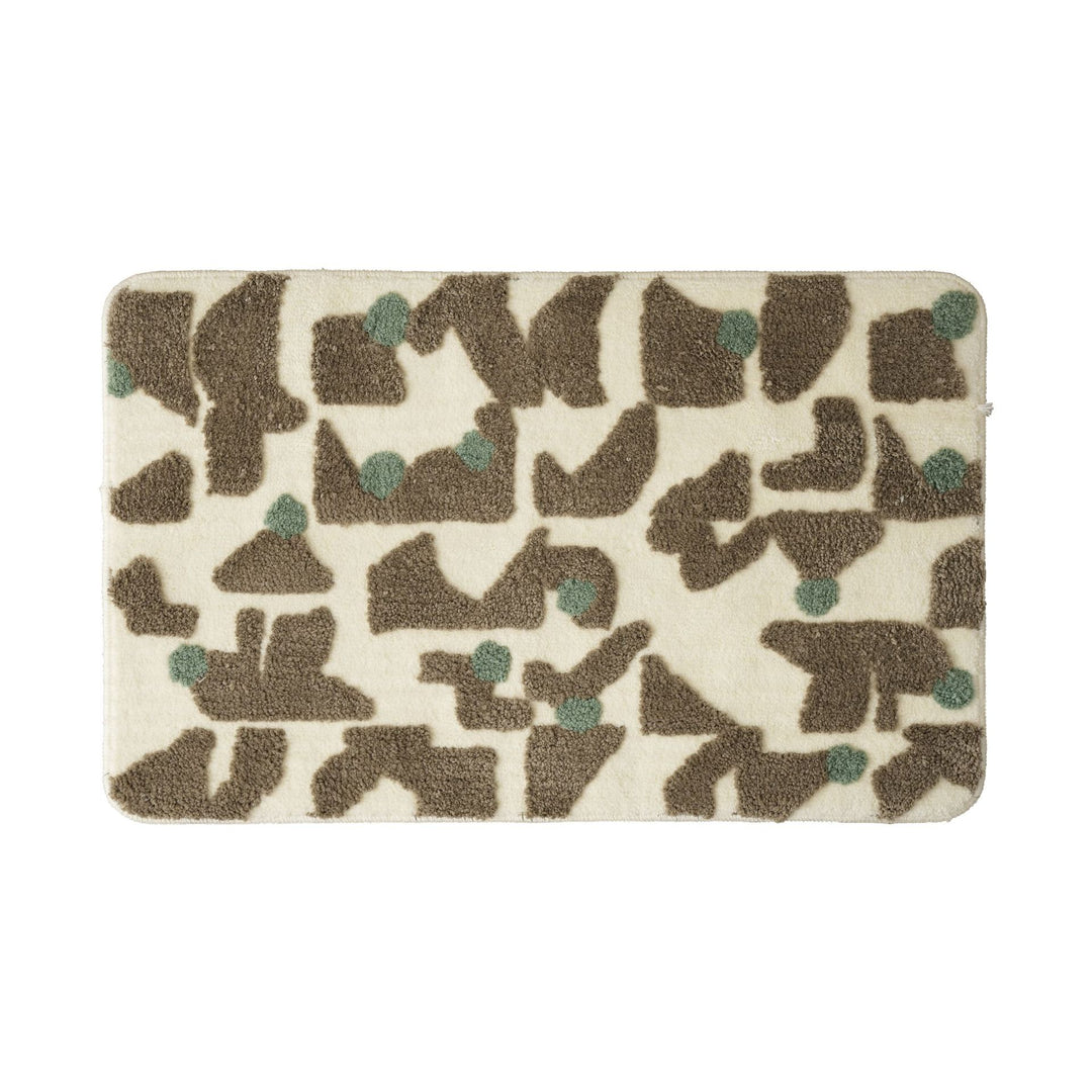 Tufted bathroom mat in abstract leopard pattern with soft high pile Kalsten