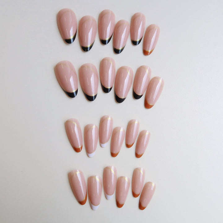 Elegant Stiletto Press-On Nail Set with Gold Accents